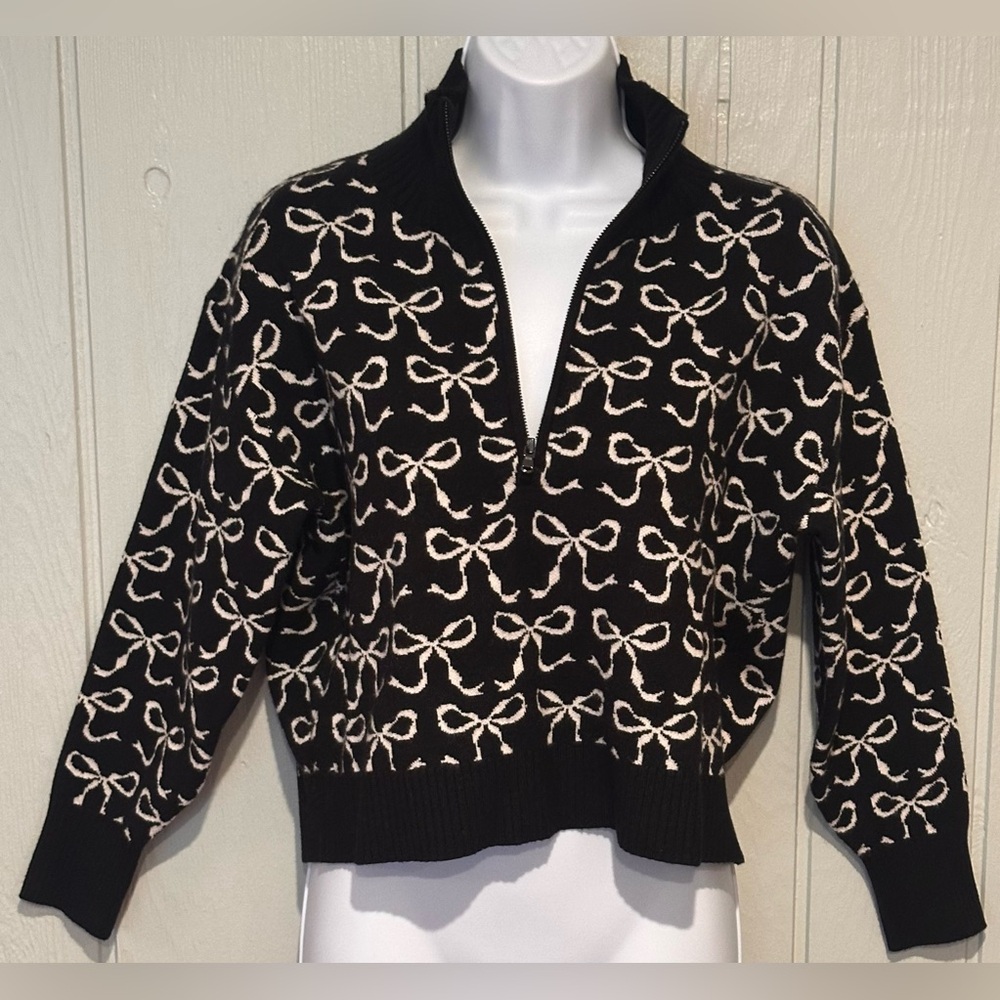 Maeve Anthropologie Petite The Montana Mock-Neck Bows Sweater